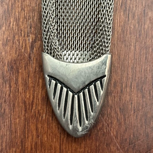 Women’s Silver Toned Mesh and Black Leather Belt, Size Small - Picture 9 of 16